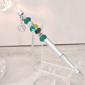 AA Green Bling Focal Pen Gift For Journaling 12 Step Work Writing Sponsor Inspirational Messages Alcoholics Narcotics Anonymous Recovery