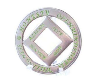 NA Metal Medallion Chip Coin Narcotics Anonymous Anniversary Gift - Green