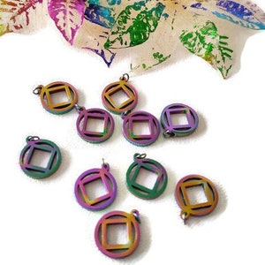 Rainbow NA Stainless Steel Cutout Charms - Narcotics Anonymous Pendants - Rainbow