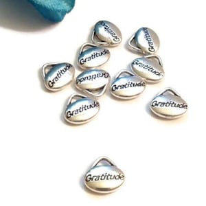 10 Pcs Gratitude Silver Tone Recovery Pendant Charms Oval Beads – 12 Step NA AA