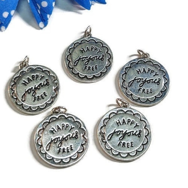 Happy Joyous Free Pendant Charms - Alcoholics Narcotics Anonymous 12 Step Recovery
