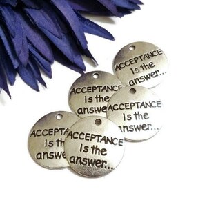 5 Pcs Acceptance Is The Answer Pendant Charms - 12 Step Recovery Alcoholics Narcotics Anonymous Inspirational