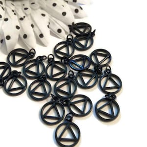 Black Alcoholics Anonymous Charm Pendants - Cut Out Style