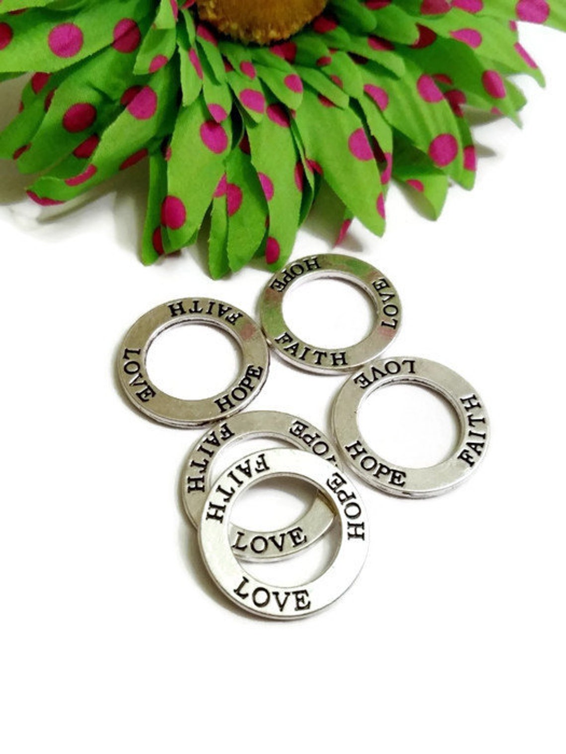 Faith Love Hope Affirmation Rings Inspirational Pendant - Etsy