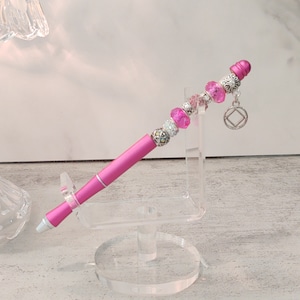 NA Pink Bling Focal Pen Gift For Journaling 12 Step Work Writing Sponsor Inspirational Messages Alcoholics Narcotics Anonymous Recovery