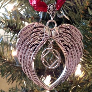 Adorno para árbol de NA con alas de ángel, decoración navideña, recuperación de 12 pasos, patrocinador de regalo de Narcóticos Anónimos - Inside Charm