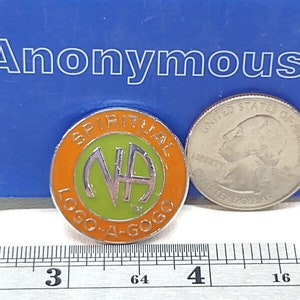 NA PIN Orange & Green Vintage Pin - Narcotics Anonymous Recovery Gift Chip Medallion - 142