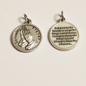 Serenity Prayer Praying Hands Pendant Charm - Religious Jewelry Inspirational Double Sided image 3