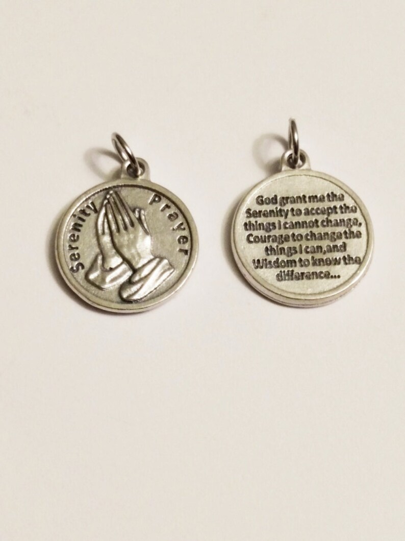 Serenity Prayer Praying Hands Pendant Charm - Religious Jewelry Inspirational Double Sided image 3
