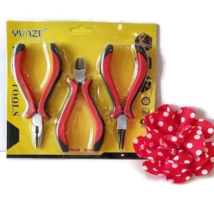 3 Pc Plier Set Flat Nose Round Nose Clippers DIY Jewelry Supplies