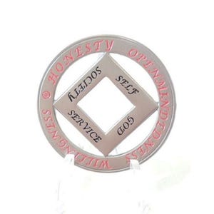 NA Metal Medallion Chip Coin Narcotics Anonymous Anniversary Gift - Red & Black