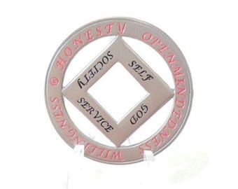 NA Metal Medallion Chip Coin Narcotics Anonymous Anniversary Gift - Red & Black