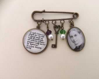 Suffragette / Evelyn Sharp Brooch / Bag Pin - Handmade, Unique