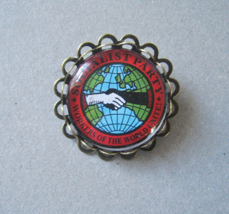 Socialist Workers of the World Brooch / Pin Unique Beautiful handmade image 1