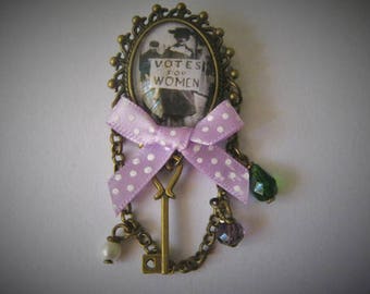 Vintage Suffragette "Votes for Women" Brooch - Unique, Beautiful, handmade