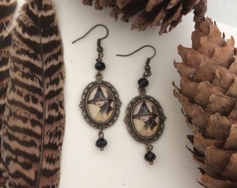 Vintage Witch Earrings - Handmade, Unique