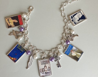 Personalised Literary Charm Bracelet - CHOOSE your Books - Handmade Unique