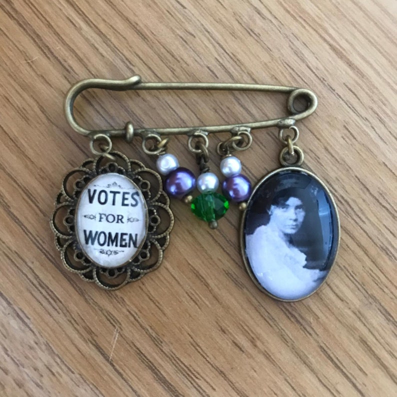 Votes For Women Alice Paul Brooch Bag Pin Handmade Unique