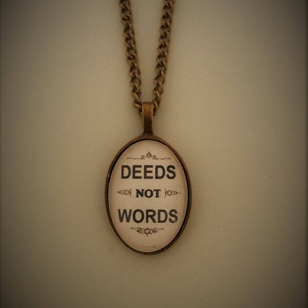 Deeds Not Words - Vintage Suffragette Poster Necklace - Handmade, Unique, Inspirational