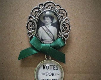 Emily Davison / Votes for Women Fob Brooch - Handmade Unique