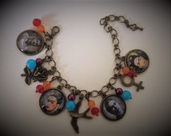 Frida Kahlo Charm Bracelet -  Unique, Handmade