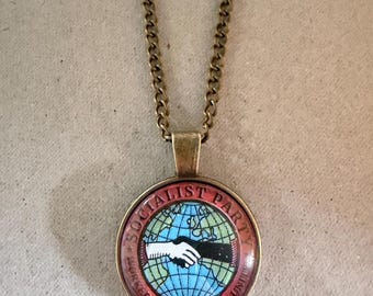 Socialist Workers Pendant Necklace – Handmade Bronzeplated Jewelry