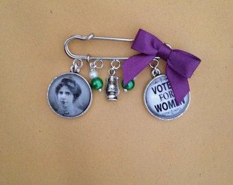 Annie Kenney Suffragette Brooch / Bag Pin. Handmade, Unique