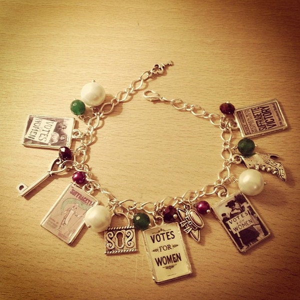 Vintage Votes For Women/ Suffragette Charm Bracelet. Handmade, Unique