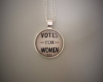 Votes For Women - Vintage Suffragette Poster Necklace - Handmade, Unique, Inspirational