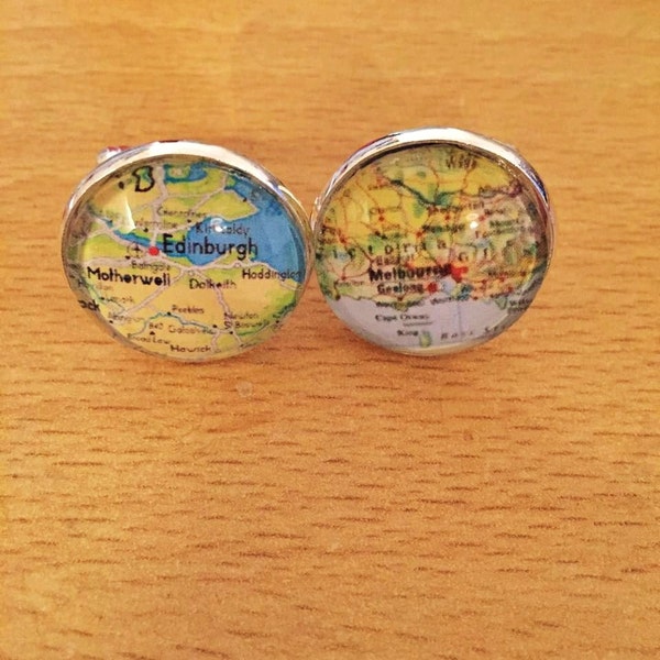 Personalised Map Cufflinks - Your Choice of Location - handmade