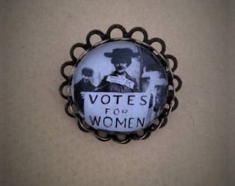 Suffragette Brooch – Votes for Women Pin, Handmade Jewelry