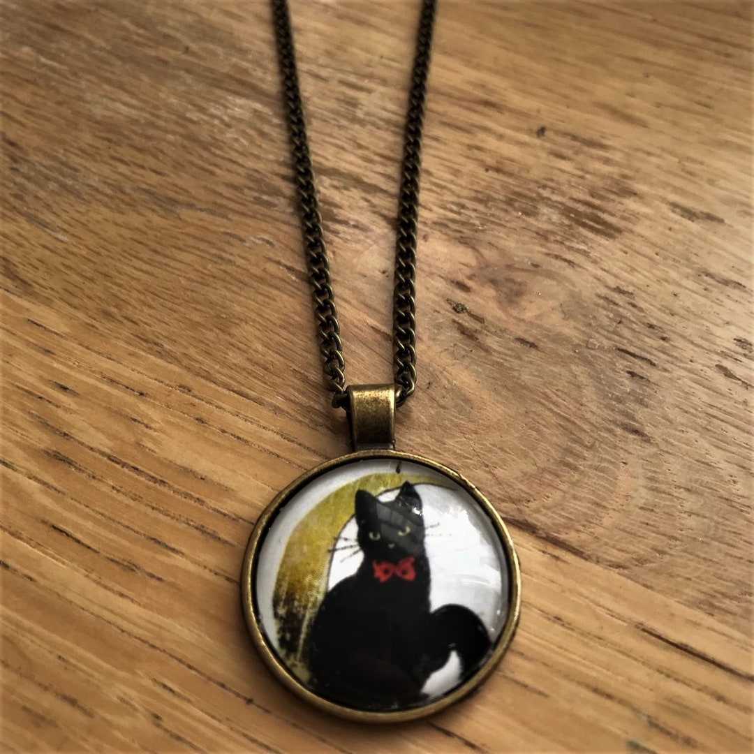 Black Cat Pendant Necklace - Handmade Unique - Etsy