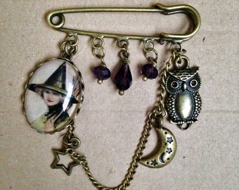 Vintage Witch Brooch/ Kilt Pin -Handmade, Unique