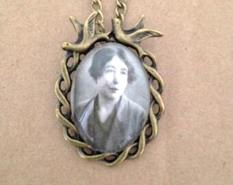 Sylvia Pankhurst Pendant Necklace in Swallow Frame -  Handmade, Unique