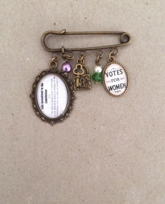 Votes For Women Alice Paul Brooch Bag Pin Handmade Unique