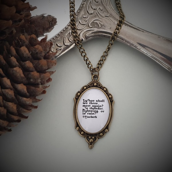 Macbeth 3 Witches Quote Necklace - Handmade Unique