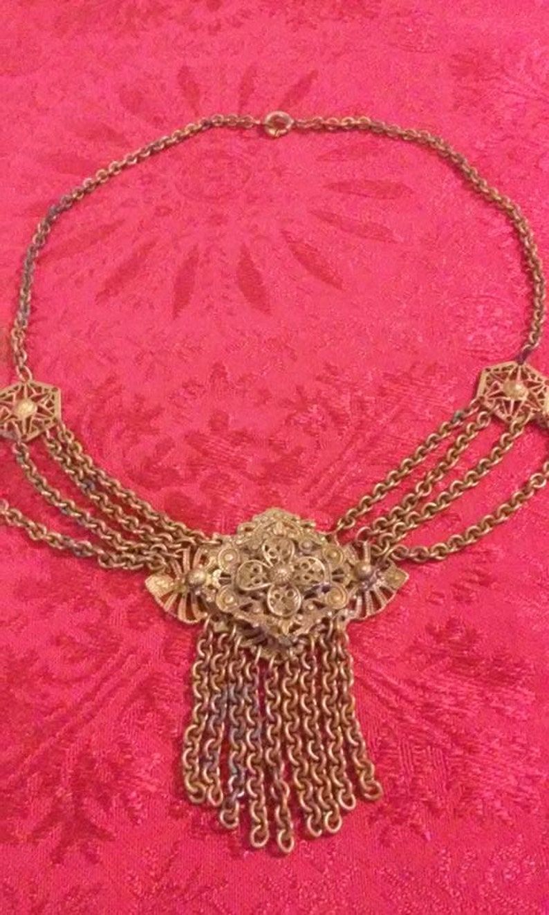 Antique Victorian Brass Festoon Necklacevintage Circa Etsy
