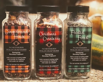 Stovetop Potpourri | A Festive Holiday 3 pack | Christmas Gift | Gingerbread House, Christmas Cranberry & Frosted Forest Scents