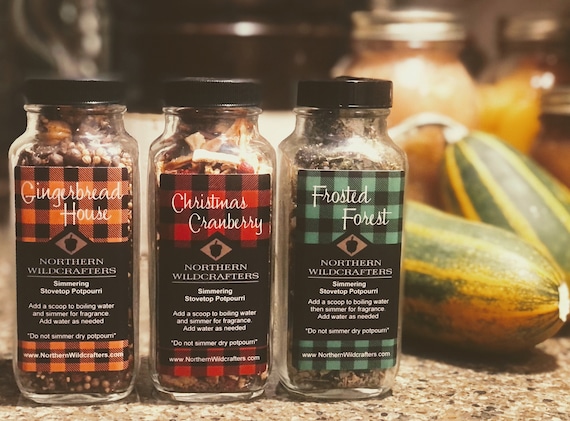 Stovetop Potpourri | A Festive Holiday 3 pack | Christmas Gift | Gingerbread House, Christmas Cranberry & Frosted Forest Scents