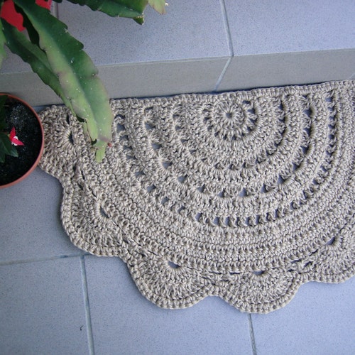 Jute Doormat Half Circle Crochet Doormat Jute Doormat Etsy