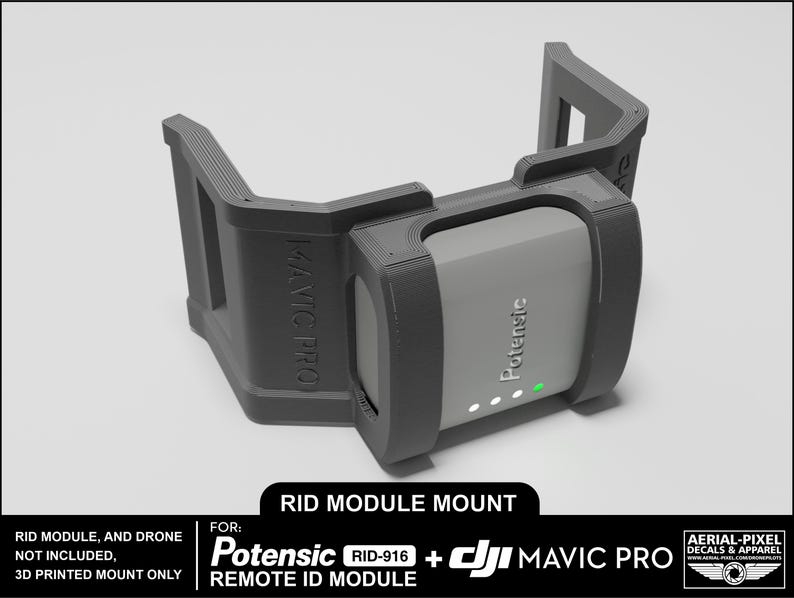 DJI Mavic Pro and Pro Platinum Potensic RID-916 Remote ID Module Mount ...