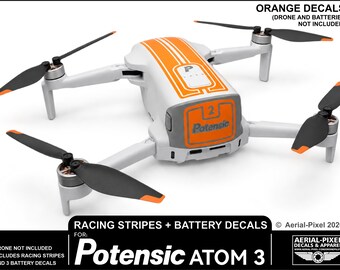 Potensic Atom 3 Racing Stripes With Battery Decals Number #1-3 Sticker Skin
