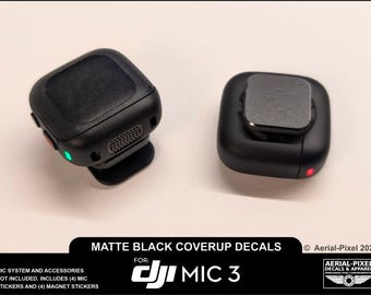 Professional Matte Black Logo Concealment Film for DJI Mic 3, Mic 2 or Mic Mini for Magnets and Transmitters