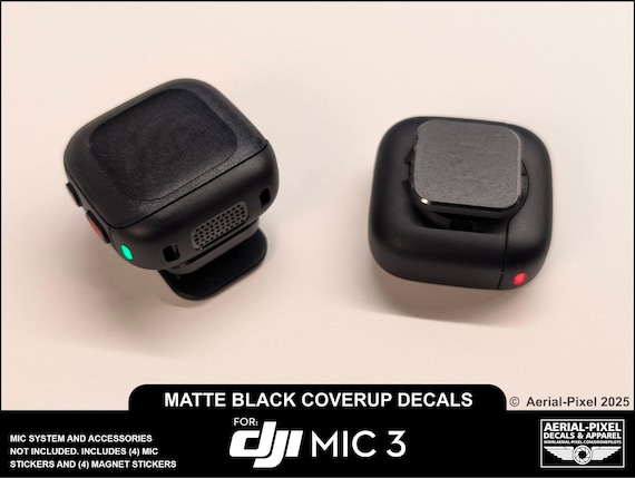 Professional Matte Black Logo Concealment Film for DJI Mic 3, Mic