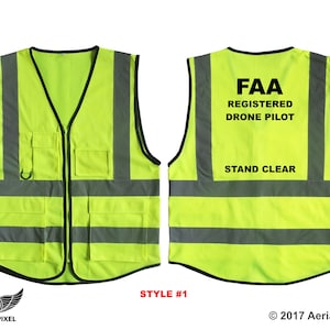 5 Pocket Hi-Visibility Safety Vest for FAA Registered Drone Pilots Style 1