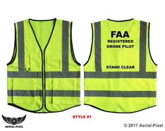 5 Taschen Warnschutz Sicherheitsweste für FAA registrierte Drohnenpiloten