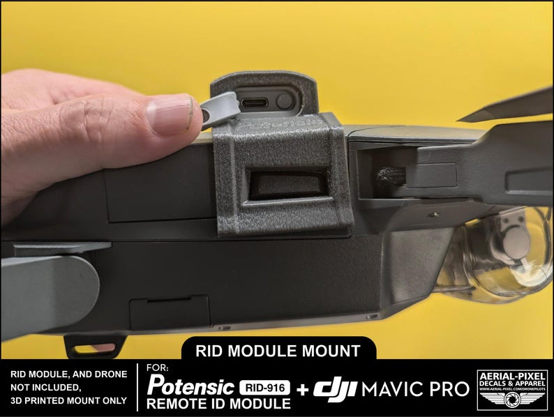 DJI Mavic Pro and Pro Platinum Potensic RID-916 Remote ID Module Mount ...