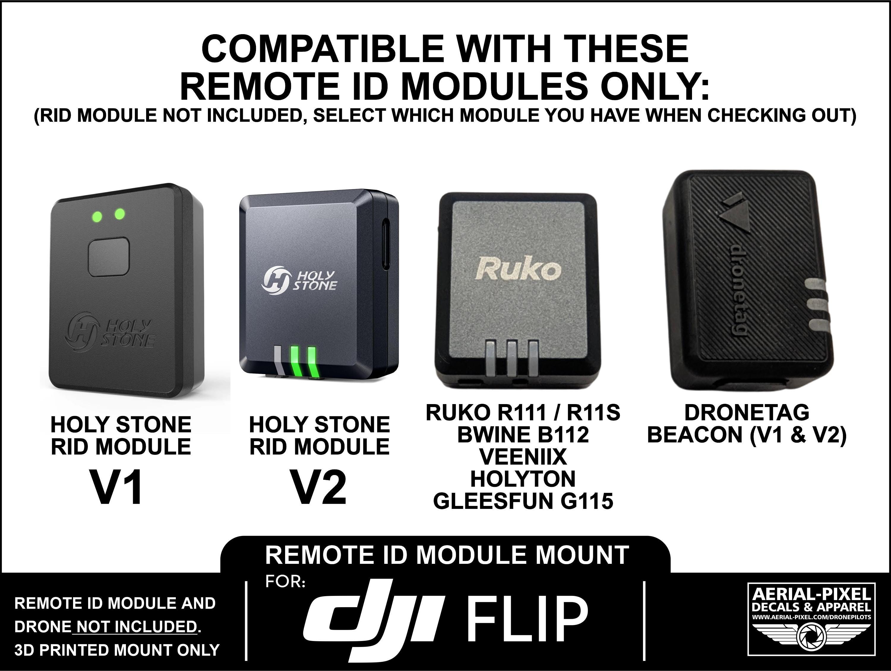 DJI Flip Remote ID Module Mount for Holy Stone, Ruko, Dronetag