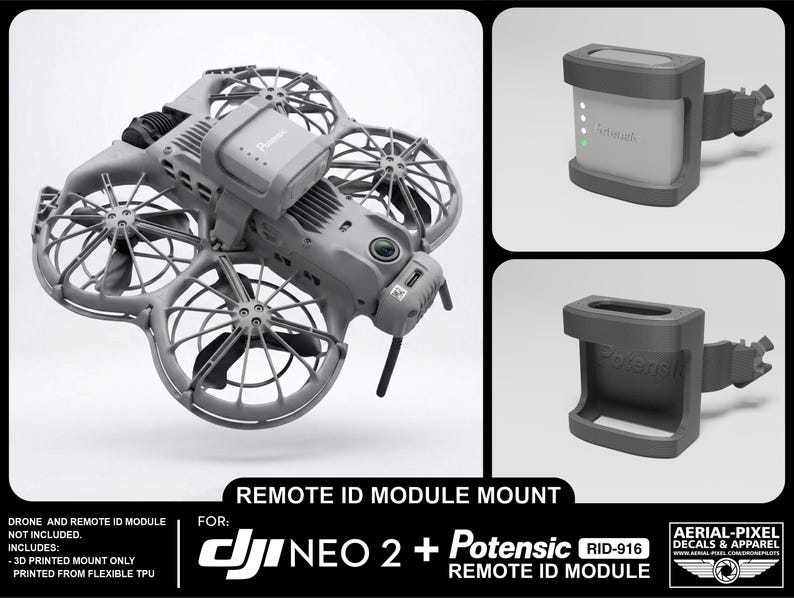DJI Neo 2 Remote ID Mount for Holy Stone, Ruko, Potensic, Dronetag and ...