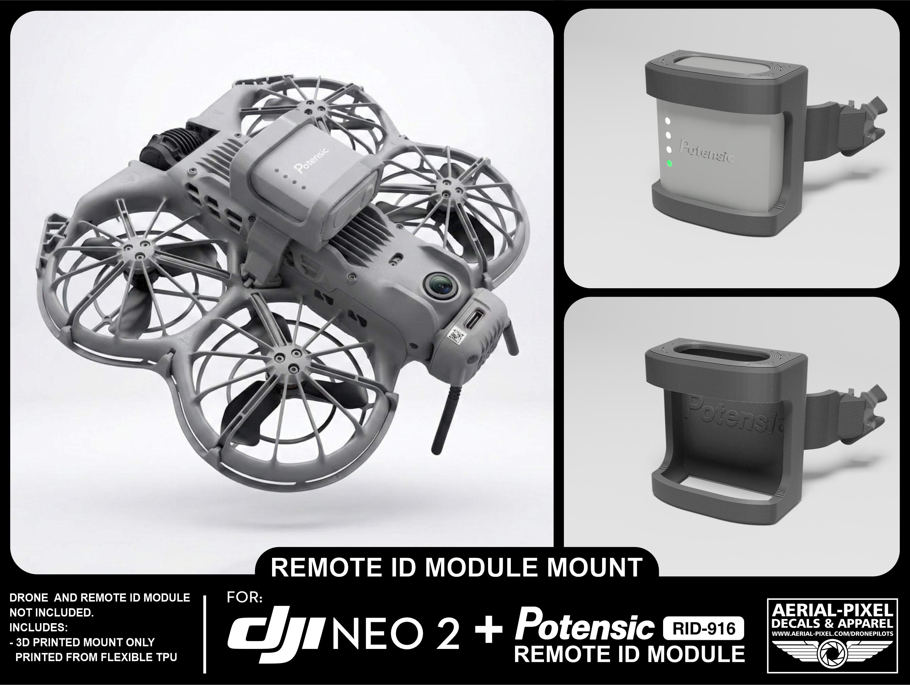 DJI Neo 2 Remote ID Mount for Holy Stone, Ruko, Potensic, Dronetag